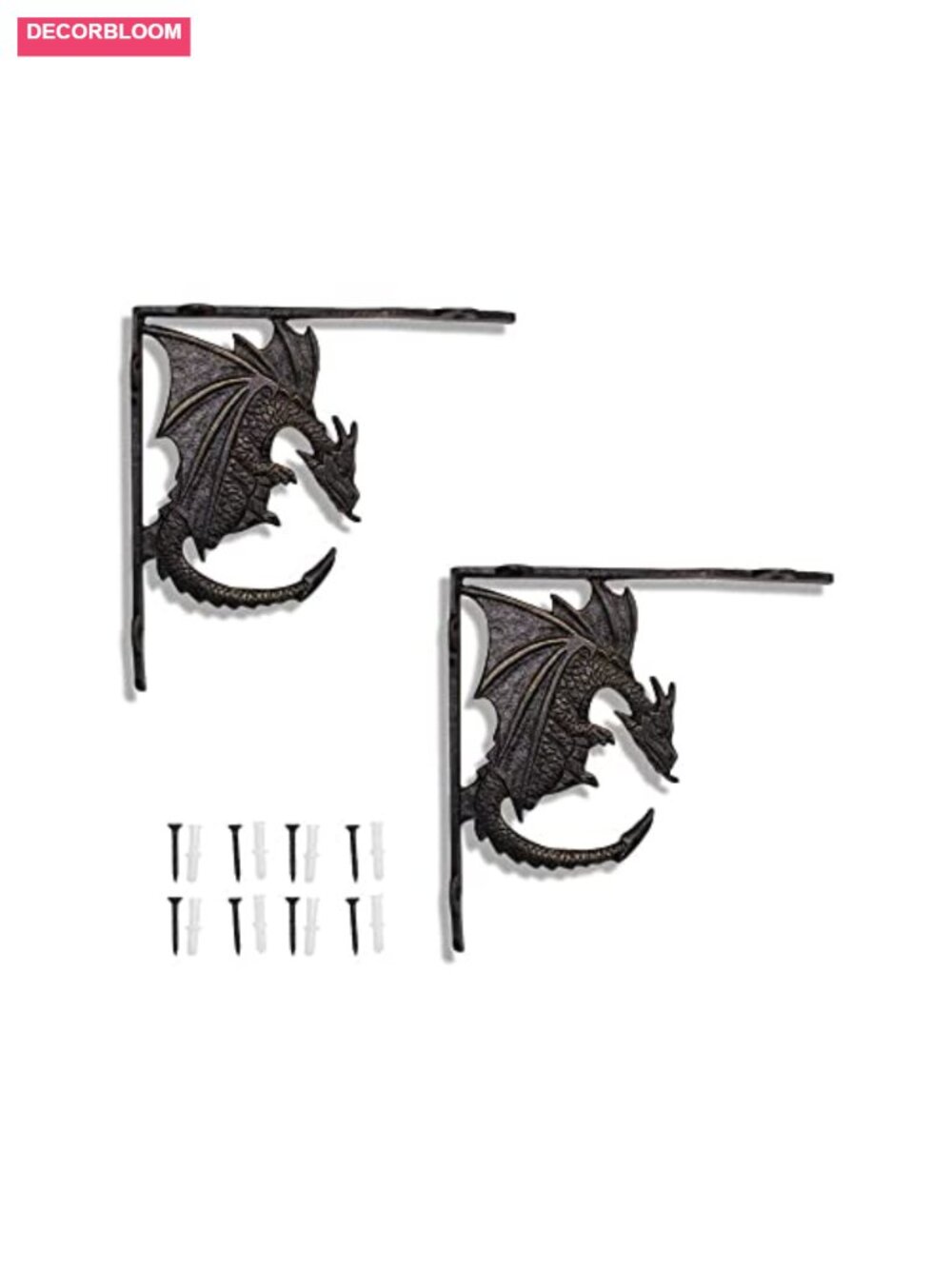 Cast Iron L Shelf Brackets Heavy Duty Dragon Corbels Wall Mounted Set